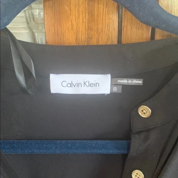 Calvin Klein Black Long Sleeve V-Neck Dress - Picture 2 of 3